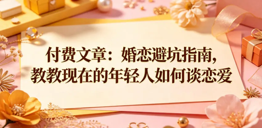 付费文章：婚恋避坑指南，教教现在的年轻人如何谈恋爱-豌豆轻创