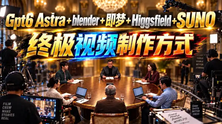 GPT-6 Astra+Blender+即梦+Higgsfield+Suno=终极视频制作方式!-豌豆轻创