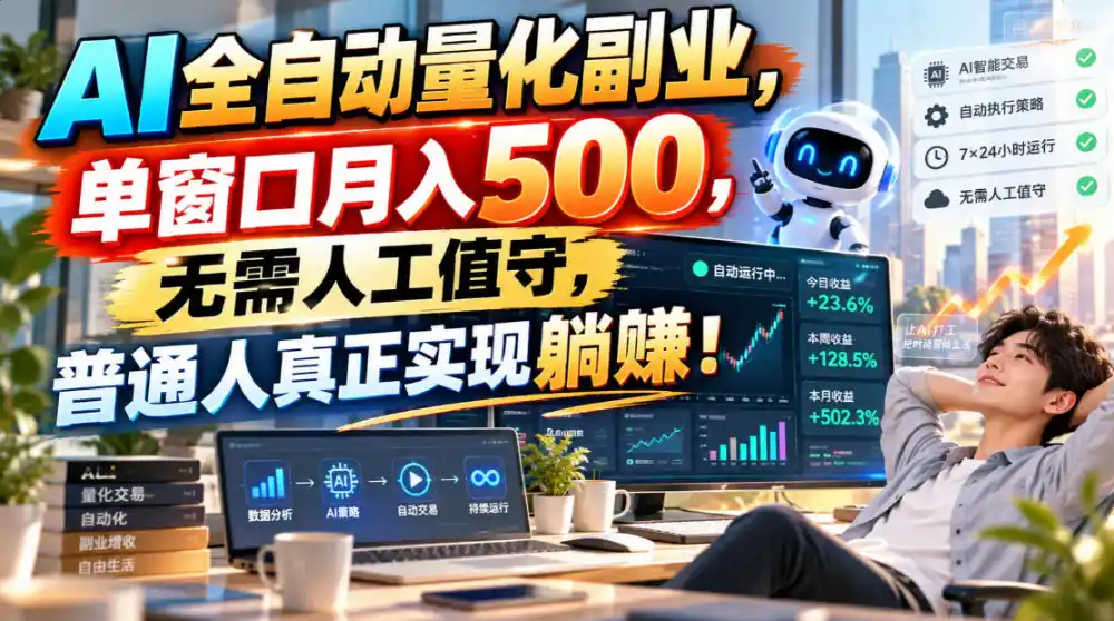 AI全自动量化副业，单窗口月入500，无需人工值守，普通人真正实现躺賺！-豌豆轻创