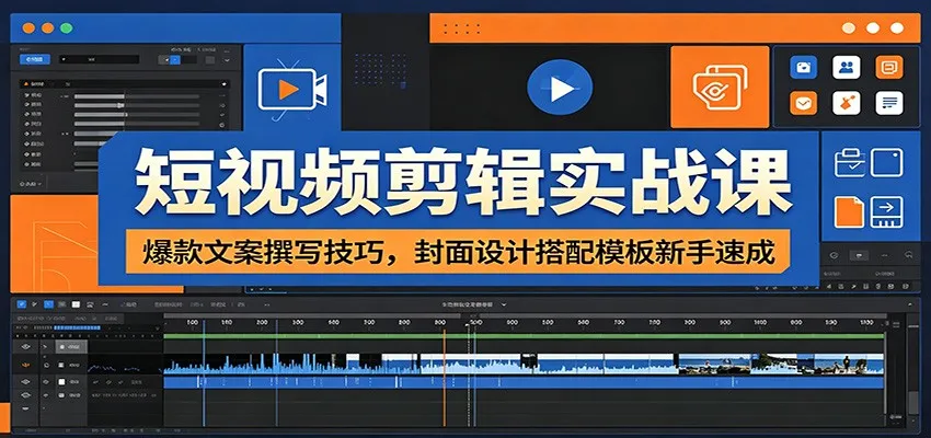 短视频剪辑实战课：爆款文案撰写技巧，封面设计搭配模板新手速成-豌豆轻创
