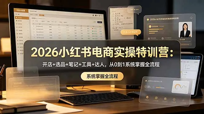 2026小红书电商实操特训营：开店+选品+笔记+工具+达人，从0到1系统掌握全流程-豌豆轻创