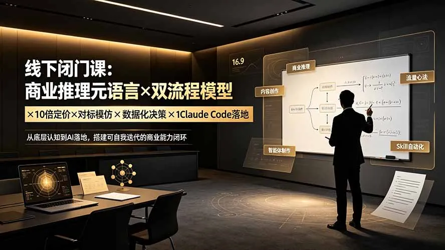 线下闭门课：商业推理元语言×双流程模型×10倍定价×对标模仿×数据化决策×Claude Code落地，击穿认知盲区-豌豆轻创