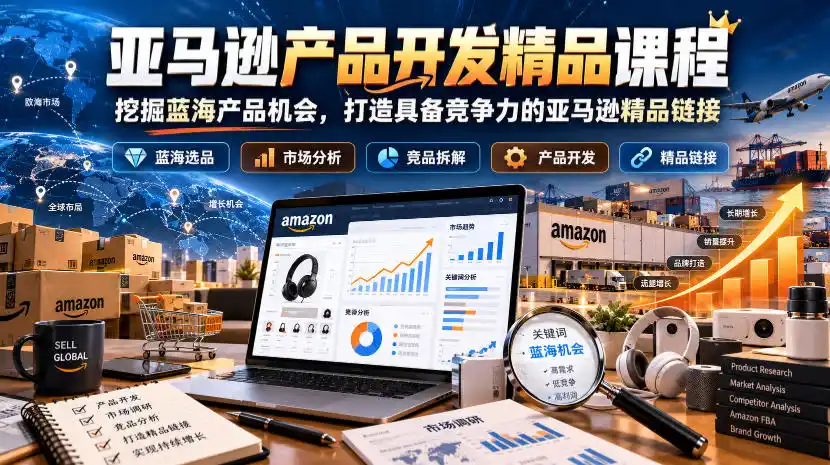 亚马逊产品开发精品课程，挖掘蓝海产品机会，打造具备竞争力的亚马逊精品链接-豌豆轻创