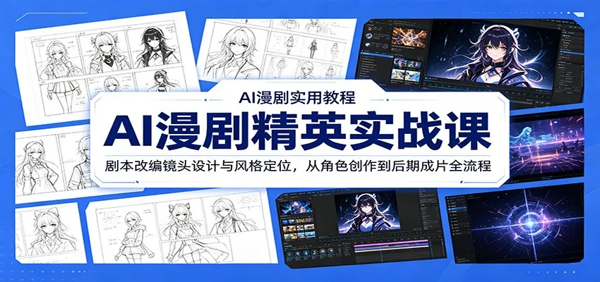 AI漫剧精英实战课：剧本改编镜头设计与风格定位，从角色创作到后期成片全流程-豌豆轻创
