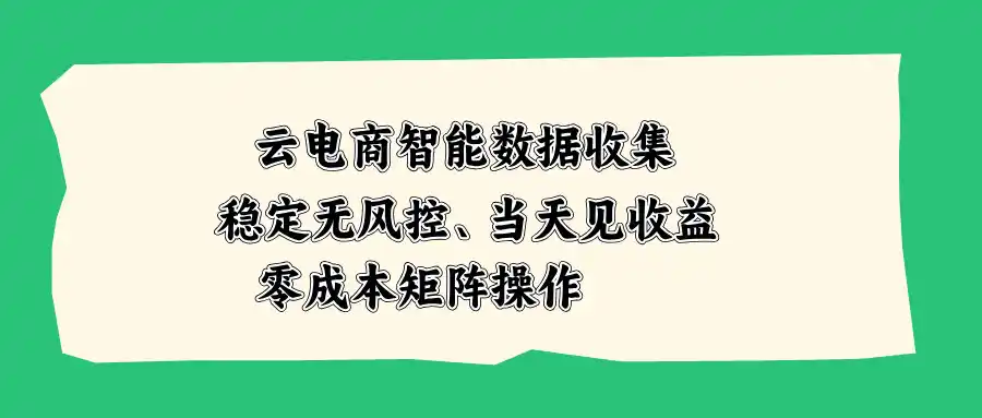 云电商智能数据收集,稳定无风控,当天见收益,零成本矩阵操作-豌豆轻创
