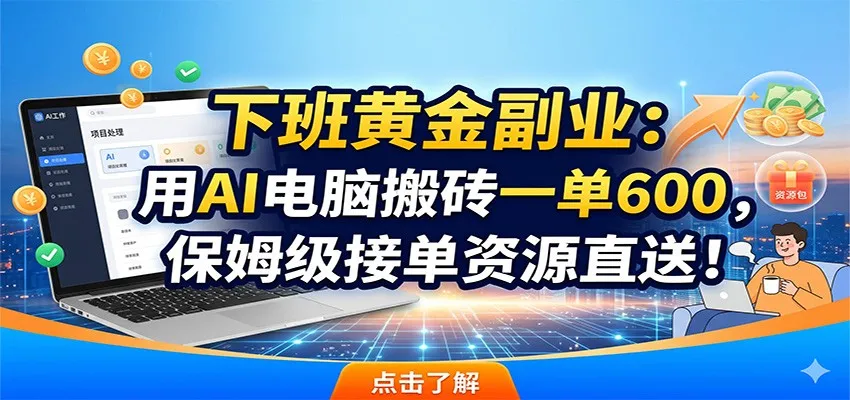 下班黄金副业:用AI电脑搬砖一单600,保姆级接单资源直送!-豌豆轻创