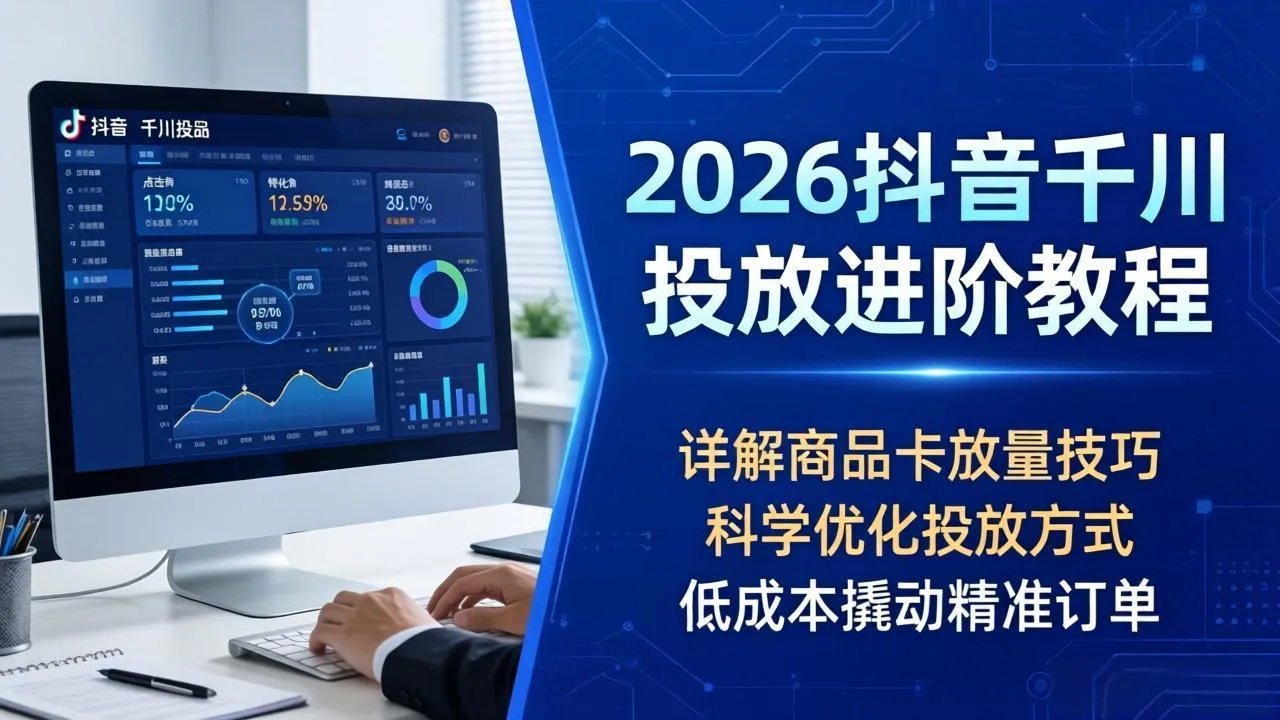 2026抖音千川投放进阶教程，详解商品卡放量技巧，科学优化投放方式，低成本撬动精准订单-豌豆轻创