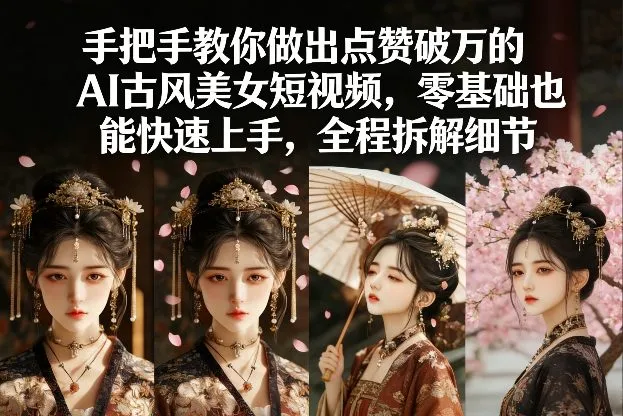 手把手教你做出点赞破万的AI古风美女短视频，零基础也能快速上手，全程拆解细节-轻创