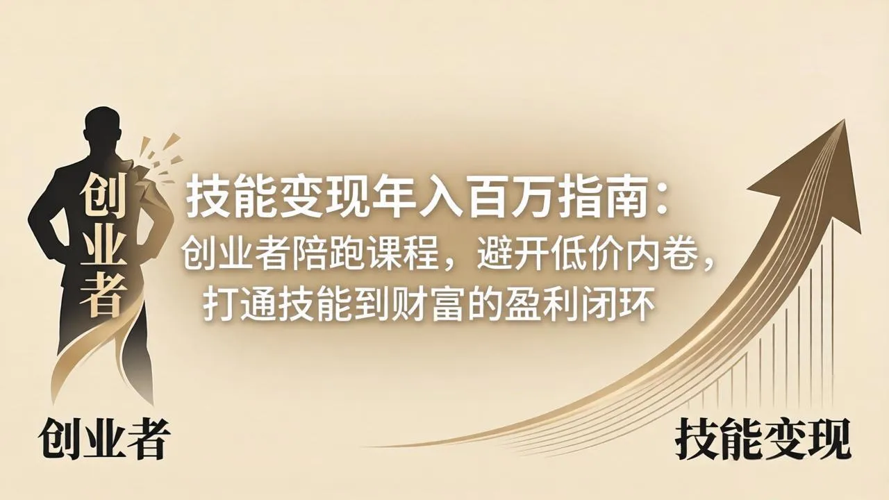 技能变现年入百万指南：创业者陪跑课程，避开低价内卷，打通技能到财富的盈利闭环-豌豆轻创