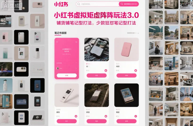 小红书虚拟矩阵玩法3.0，铺货铺笔记型打法，少款狂怼笔记型打法-轻创