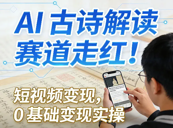 AI古诗解读赛道走红！短视频变现，0基础变现实操-豌豆轻创