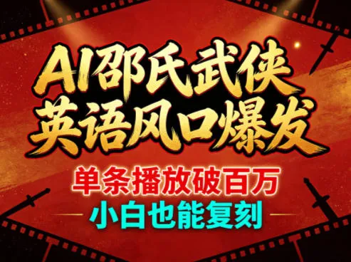 AI邵氏武侠英语风口爆发，单条播放破百万，小白也能复刻-豌豆轻创