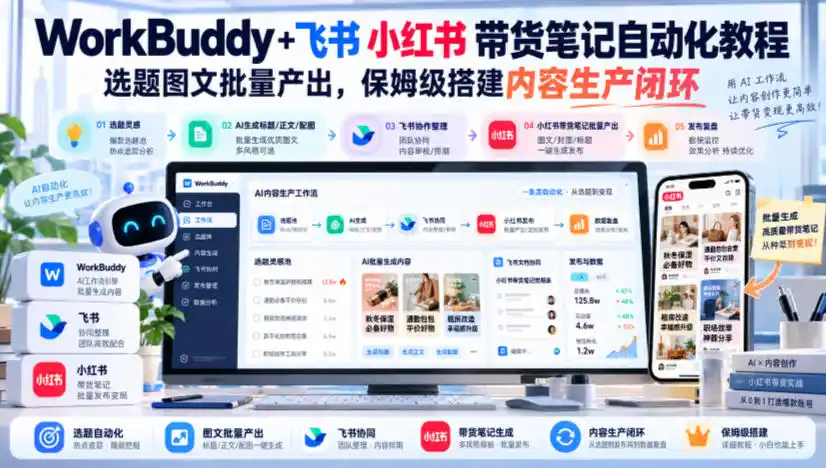 WorkBuddy+飞书小红书带货笔记自动化教程，选题图文批量产出，保姆级搭建内容生产闭环【文档】-豌豆轻创