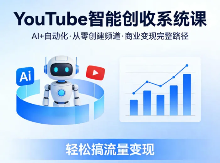 YouTube智能创收系统课,AI+自动化,从零创建YouTube频道并实现商业变现的完整路径,轻松搞流量变现-豌豆轻创