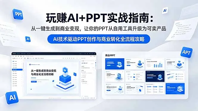 玩赚AI+PPT实战指南-更新5月13：从一键生成到商业变现，让你的PPT从自用工具升级为可卖产品-豌豆轻创