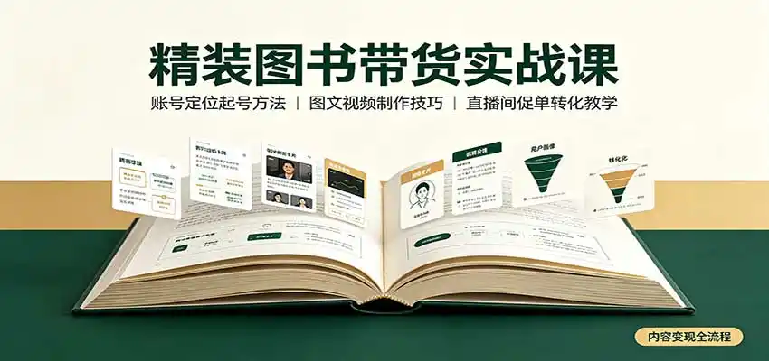 精装图书带货实战课：账号定位起号方法，图文视频制作，促单转化教学-豌豆轻创