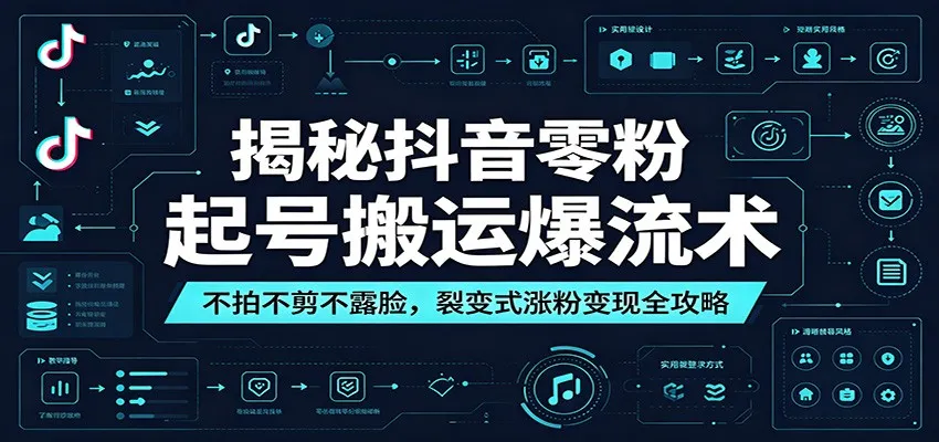 揭秘抖音零粉起号搬运爆流术:不拍不剪不露脸,裂变式涨粉变现全攻略-豌豆轻创