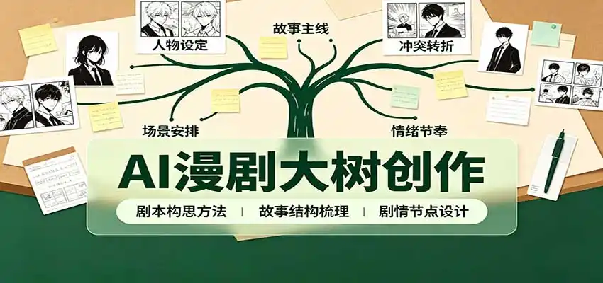 AI漫剧大树创作：剧本构思课程讲解，软件插件配置，配套工具资料完整梳理-豌豆轻创