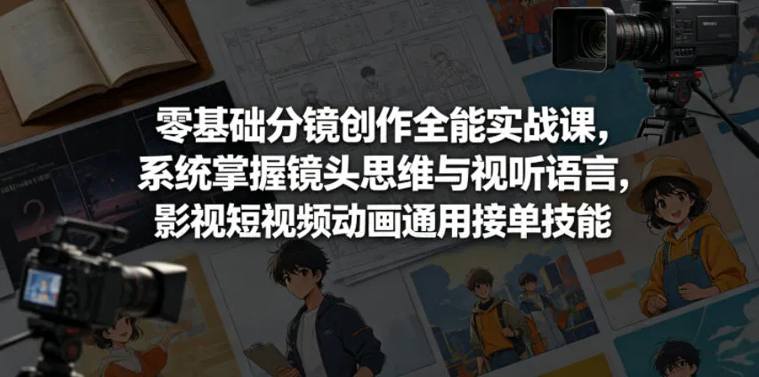 零基础分镜创作全能实战课，系统掌握镜头思维与视听语言，影视短视频动画通用接单技能-豌豆轻创