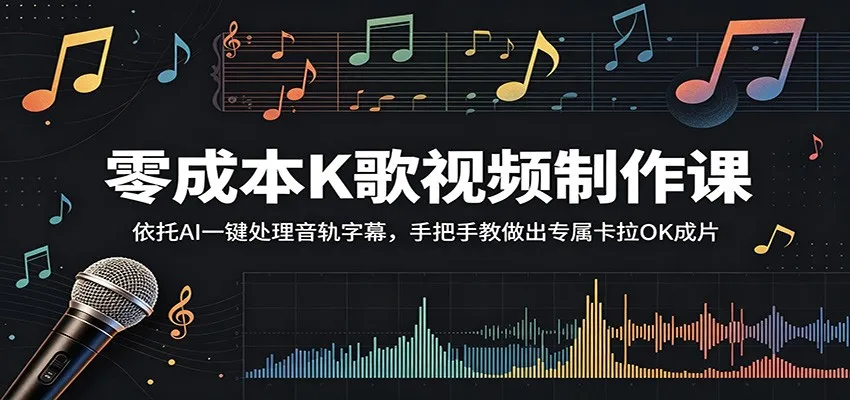 零成本K歌视频制作课：依托AI一键处理音轨字幕，手把手教做出专属卡拉OK成片-豌豆轻创