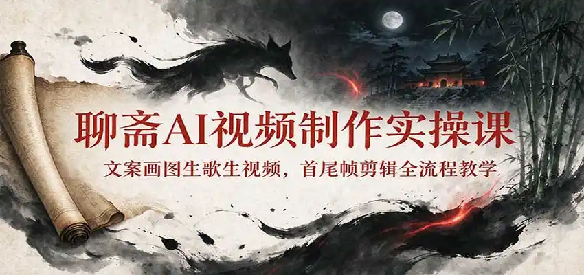 聊斋AI视频制作实操课:文案画图生歌生视频,首尾帧剪辑全流程教学-豌豆轻创
