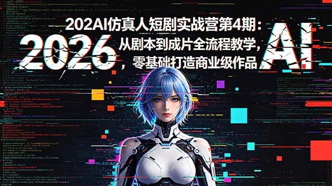 2026AI仿真人短剧实战营第4期：从剧本到成片全流程教学，零基础打造商业级作品-豌豆轻创