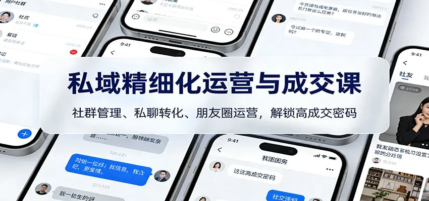 私域精细化运营与成交课：社群管理、私聊转化、朋友圈运营，解锁高成交密码-轻创