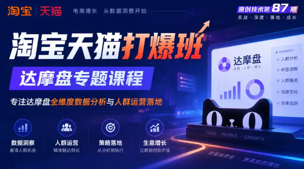 《淘宝天猫打爆班》原创技术第87期，达摩盘专题课程，专注达摩盘全维度数据分析与人群运营落地-豌豆轻创