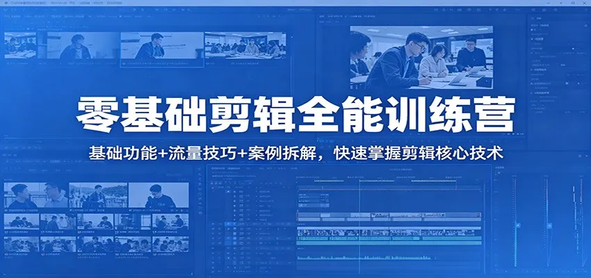 零基础剪辑全能训练营：基础功能+流量技巧+案例拆解，快速掌握剪辑核心技术-豌豆轻创