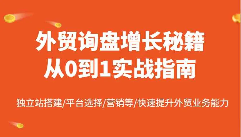 外贸询盘增长秘籍从0到1实战指南,独立站搭建/平台选择/营销等/快速提升外贸业务能力-轻创