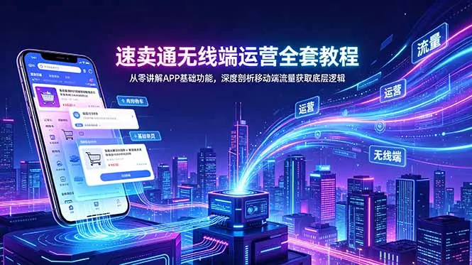 速卖通无线端运营全套教程,从零讲解APP基础功能,深度剖析移动端流量获取底层逻辑-豌豆轻创