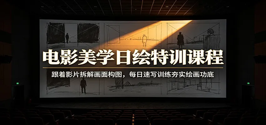电影美学日绘特训课程：跟着影片拆解画面构图，每日速写训练夯实绘画功底-豌豆轻创
