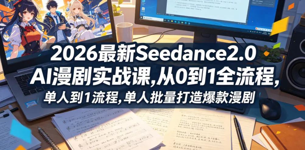 2026最新Seedance2.0 AI漫剧实战课,，从0到1全流程，单人批量打造爆款漫剧-豌豆轻创