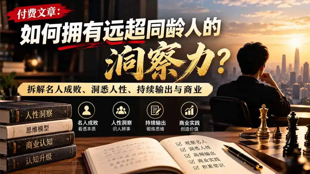 付费文章：如何拥有远超同龄人的洞察力？拆解名人成败、洞悉人性、持续输出与商业实践-豌豆轻创