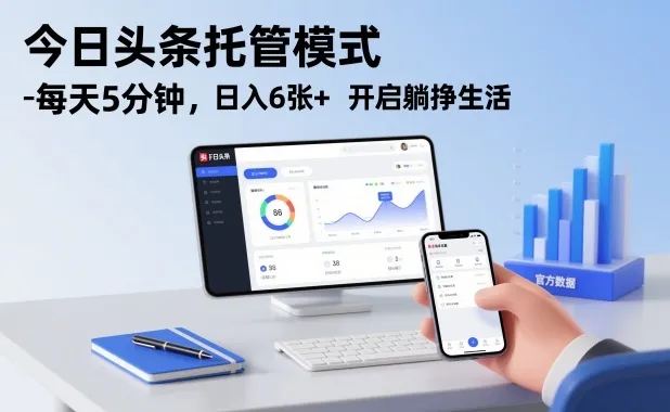 今日头条托管模式，每天5分钟，日入6张+，开启躺挣生活【揭秘】-轻创