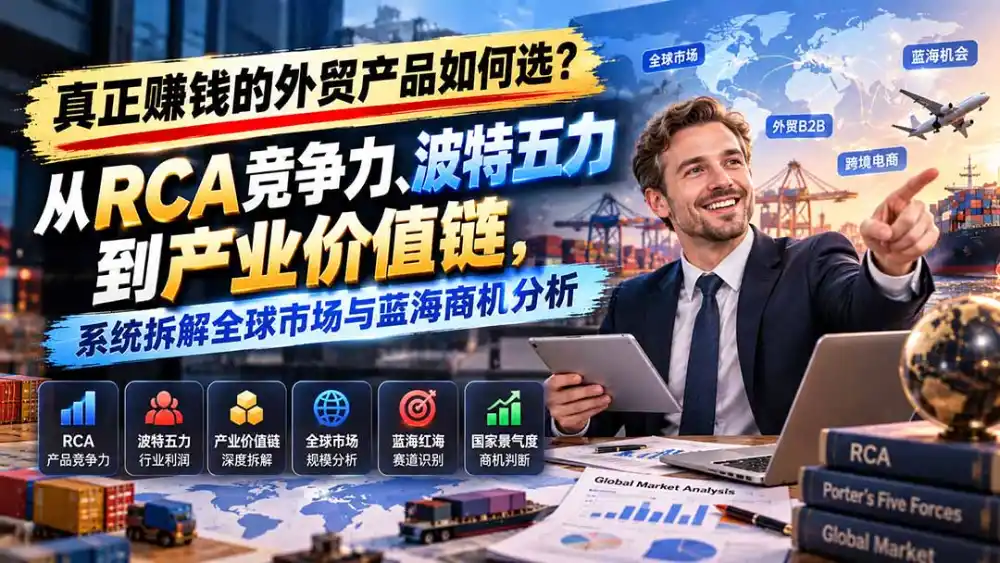 真正赚钱的外贸B2B产品如何选？从RCA竞争力、波特五力到产业价值链，系统拆解全球市场与蓝海商机分析-豌豆轻创