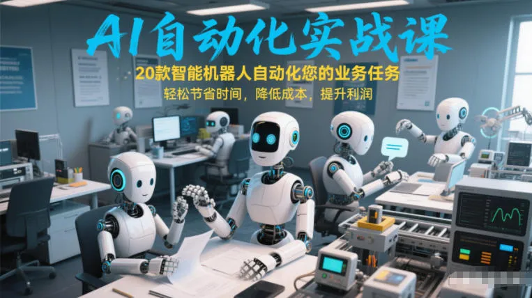 AI自动化实战课：20款智能机器人自动化您的业务任务，轻松节省时间，降低成本，提升利润-轻创