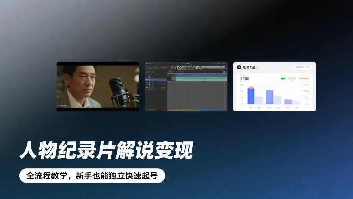 人物纪录片解说变现，全流程教学，新手也能独立快速起号-轻创