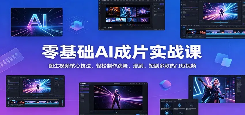 零基础AI成片实战课：图生视频核心技法，轻松制作跳舞、漫剧、短剧多款热门短视频-豌豆轻创