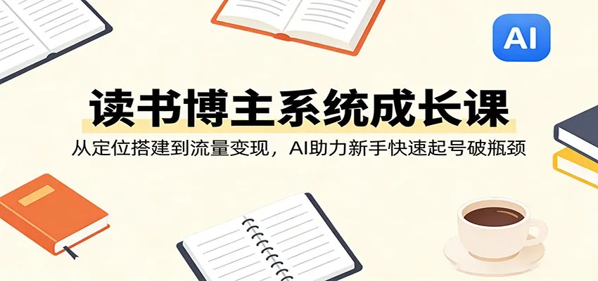 读书博主系统成长课：从定位搭建到流量变现，AI助力新手快速起号破瓶颈-豌豆轻创