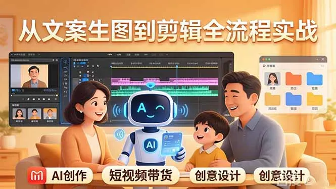 原创 AI 剧情短视频带货:AI+家庭剧情+带货广告,从文案生图到剪辑全流程实战-豌豆轻创