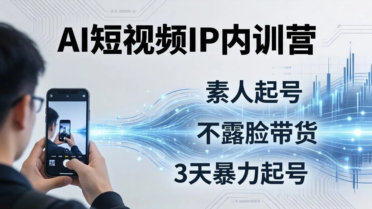 2026AI短视频IP内训营：从素人起号到不露脸带货，3天暴力起号全流程拆解-豌豆轻创