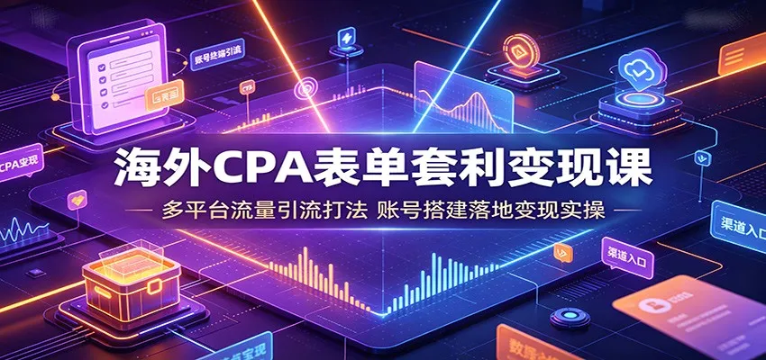 海外CPA表单套利变现课：多平台流量引流打法，账号搭建落地变现实操-豌豆轻创