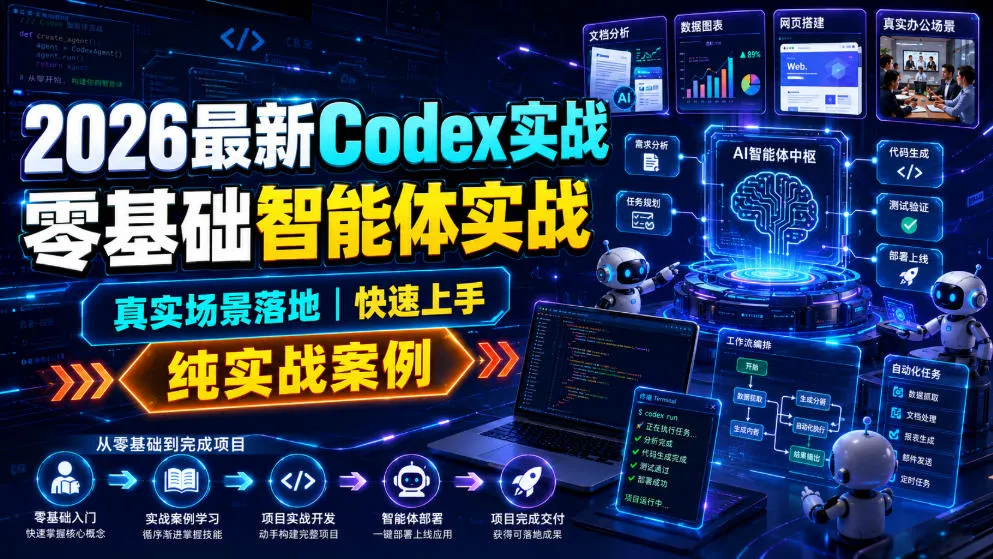 2026最新Codex实战零基础智能体实战，真实场景落地，快速上手，纯实战案例-豌豆轻创