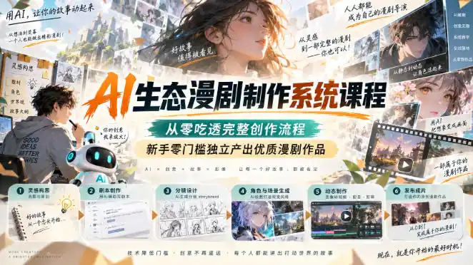 AI生态漫剧制作系统课程,从零吃透完整创作流程,新手零门槛独立产出优质漫剧作品-豌豆轻创