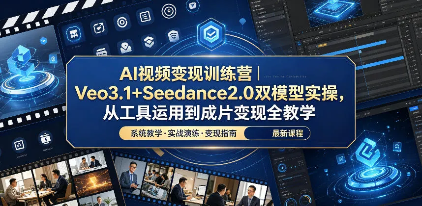 AI视频变现训练营｜Veo3.1+Seedance2.0双模型实操，从工具运用到成片变现全教学-豌豆轻创