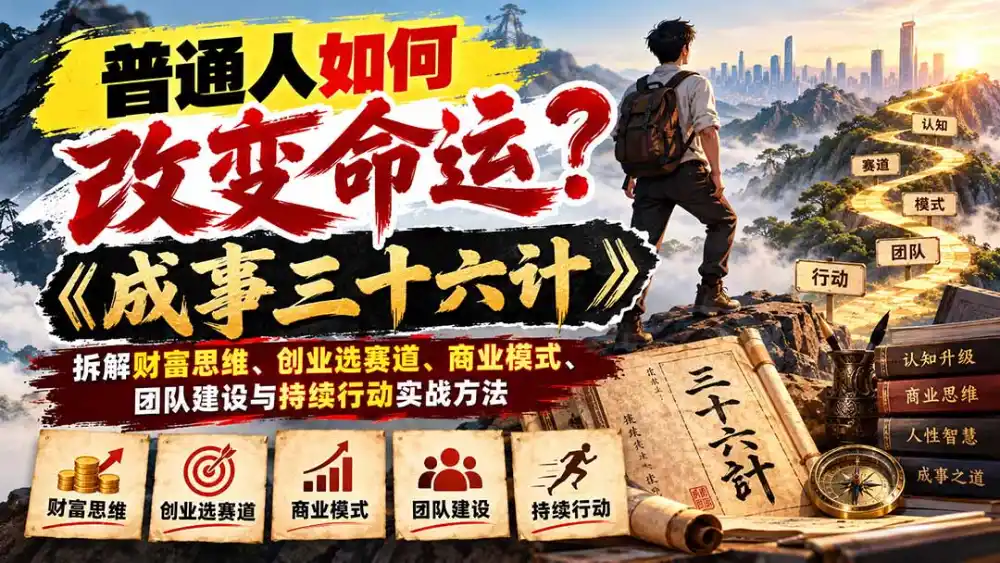 普通人如何改变命运？《成事三十六计》拆解财富思维、创业选赛道、商业模式、团队建设与持续行动实战方法-豌豆轻创