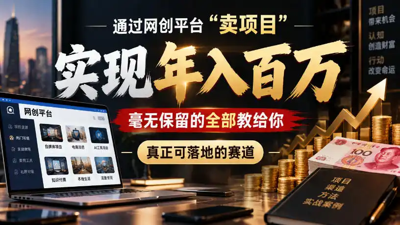 通过网创平台“卖项目”实现年入100w，毫无保留的全部教给你，真正可落地的赛道【揭秘】-豌豆轻创