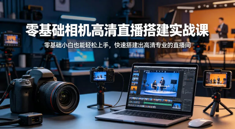 零基础相机高清直播间搭建实战课，小白也能轻松上手，快速搭建出高清专业的直播间-豌豆轻创