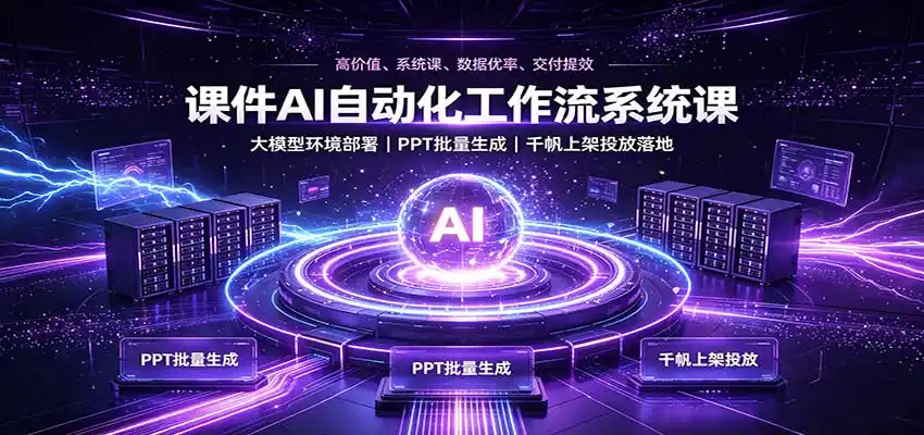 课件AI自动化工作流系统课：大模型环境部署，PPT批量生成，千帆上架投放落地-豌豆轻创